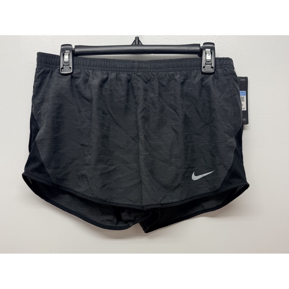 NEW Womens NIKE DRI-FIT Size Medium Running Shorts Gray Black Panty Lined #28